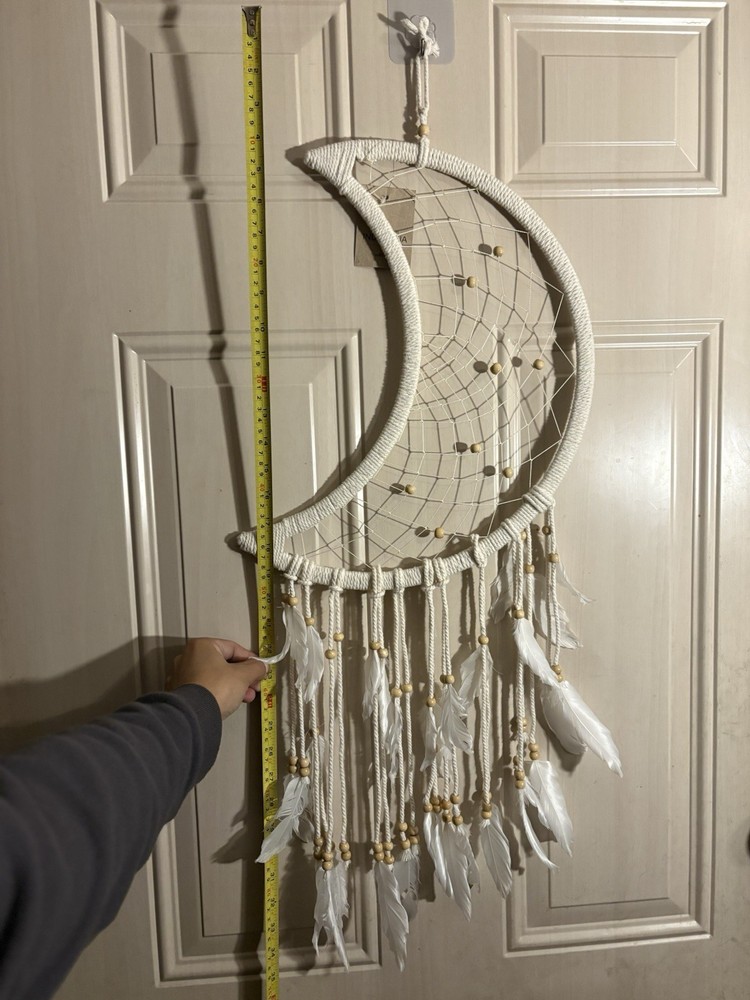 Celestial Moon Beaded Wall Hanging Boho Style Home Decor