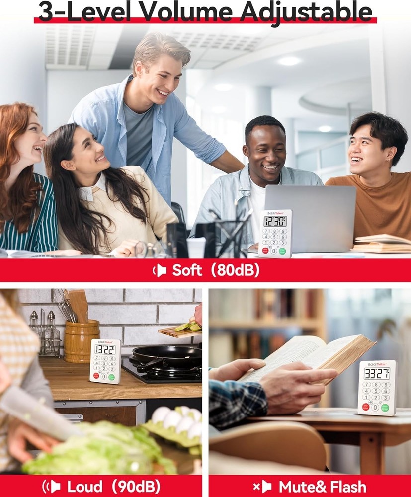 BaldrTherm Digital Kitchen Timer, Magnetic Waterproof Countdown Timer（Classic）