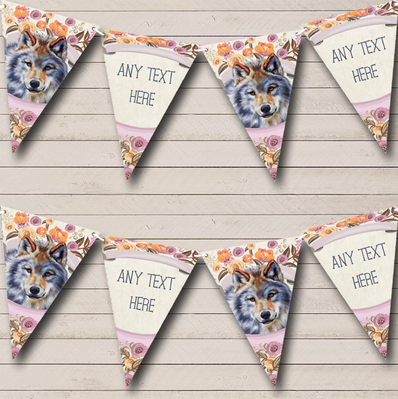 Floral Wolf Baby Shower Banner