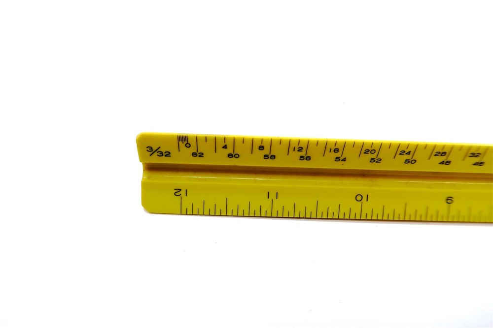 Vintage 12" PICKETT P-232 A-ES Triangular Drafting Architects Scale Ruler
