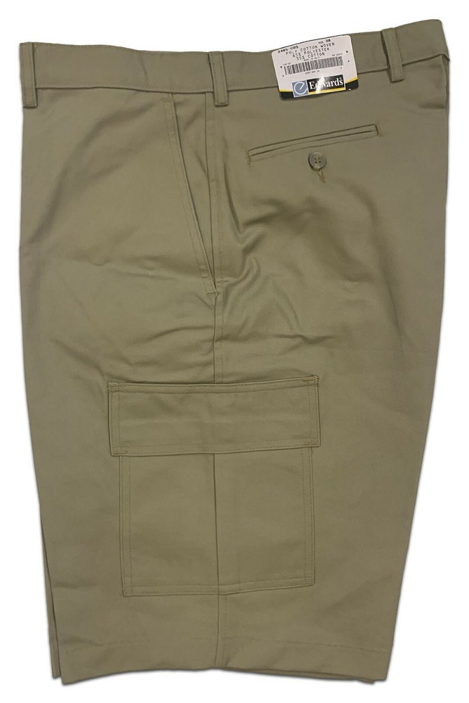 Edwards Cargo Work Shorts Flat Front Casual Khaki Size 38 Work Uniform