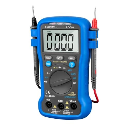 Digital Multimeter Tester 4000 Counts, AC DC Volt Ohm Amp Meter Auto Ranging