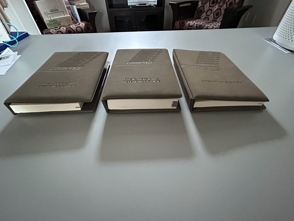 Vintage COMPAQ PLUS manuals – Reference Guides for DOS 2.0, BASIC, OPS – UNUSED