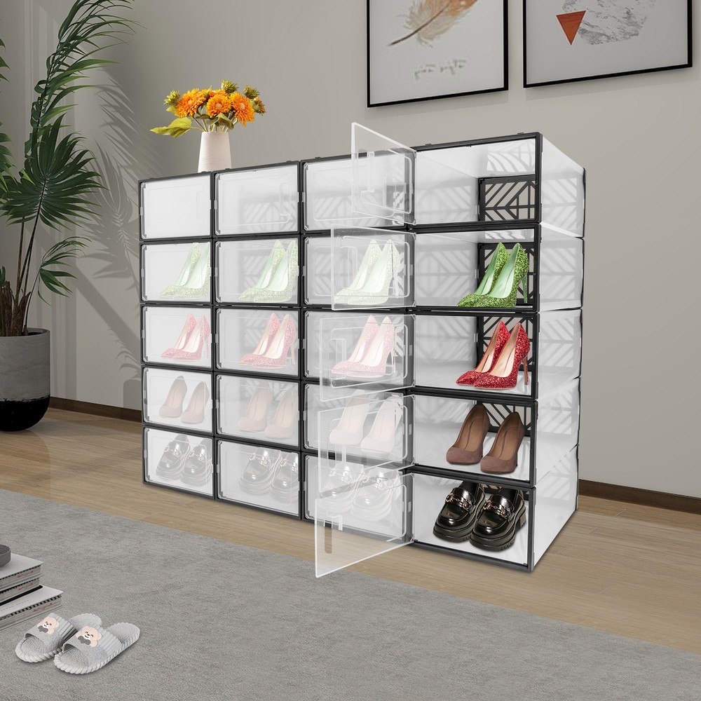 Rectangle Stackable Shoe Boxes, 20 Pieces Shoe Organisers, Shoe Storage Box
