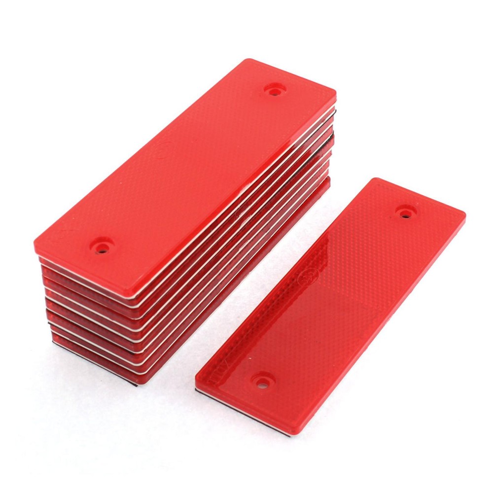 Plastic rectangular, 10 pieces, color: red-self-adhesive reflector