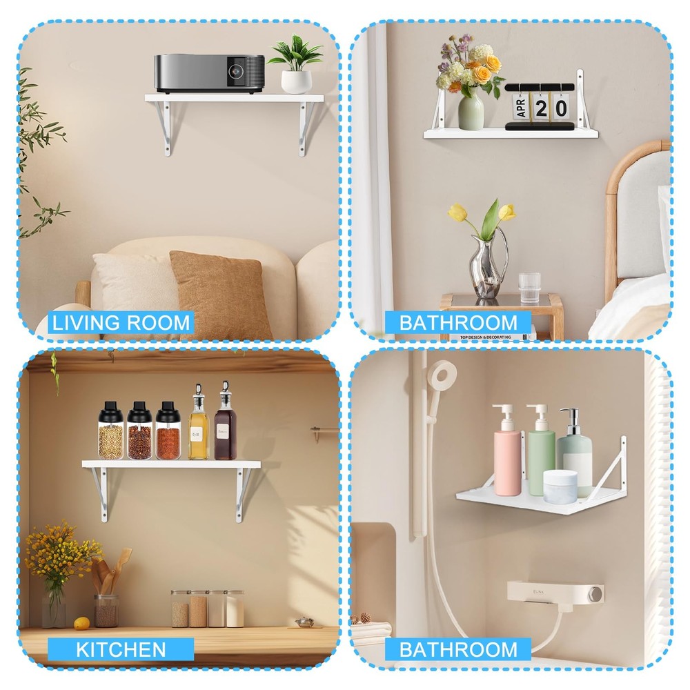 2 PCS Projector Wall Mount Shelf Deep Floating Rack Holder Modem Router Decor
