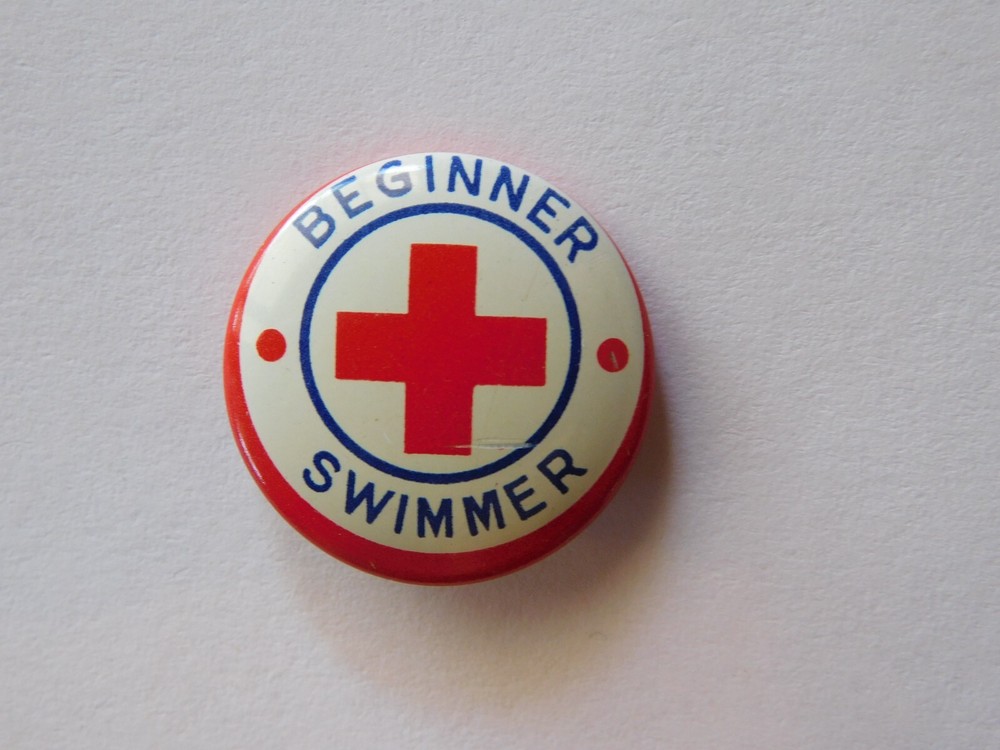 Red Cross Swimming Beginner Intermediate Advanced Swimmer Pin Back Button LOT