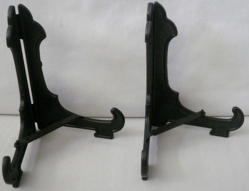 2 - 5” Black Plastic Folding Display Picture Plate Dish Easel Stand