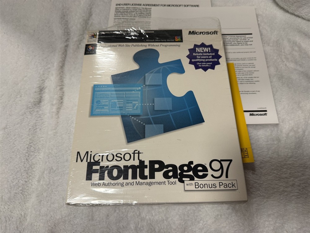 MICROSOFT FRONTPAGE 97 COMPLETE IN RETAIL BOX SOFTWARE CD-ROM