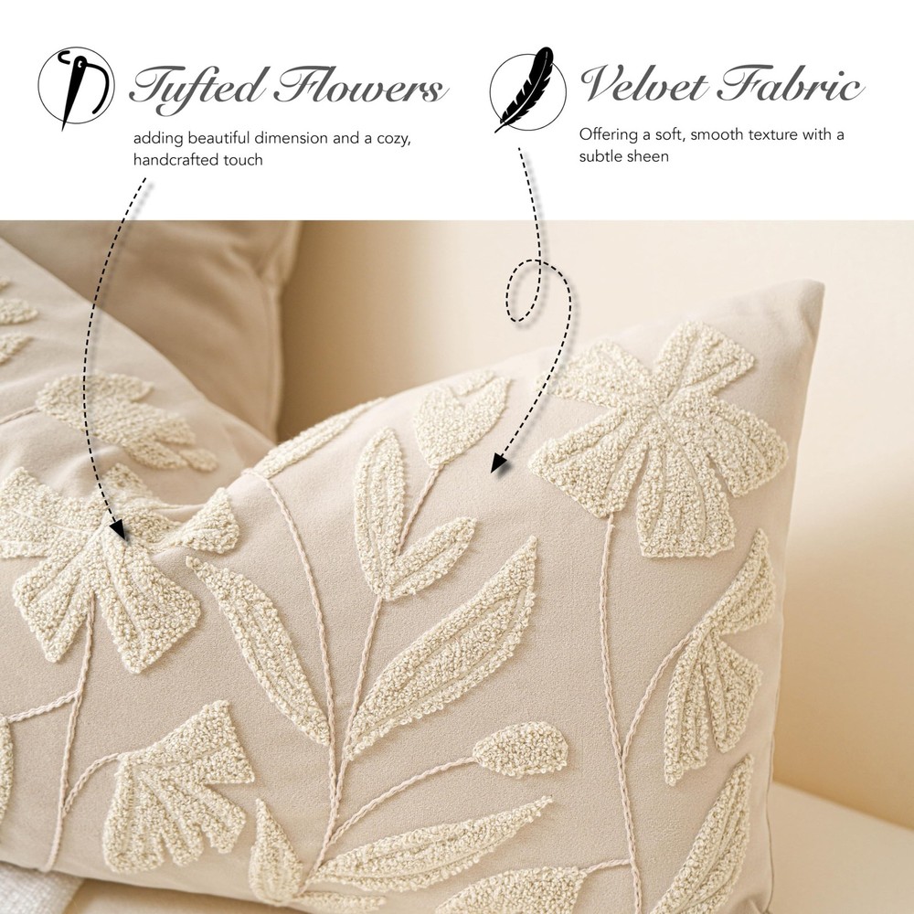 BlissBlush 14x36 Lumbar Pillow Cover for Bed, Rectangular Decorative Long Thr...