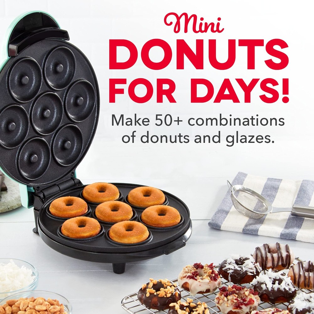 New Dash Mini Donut Maker Machine For Kid Friendly Breakfast Snacks Desserts