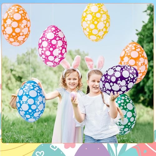 6 Pack 16 Inch Inflatable Easter Eggs Easter Blow up Egg Decor Hanging