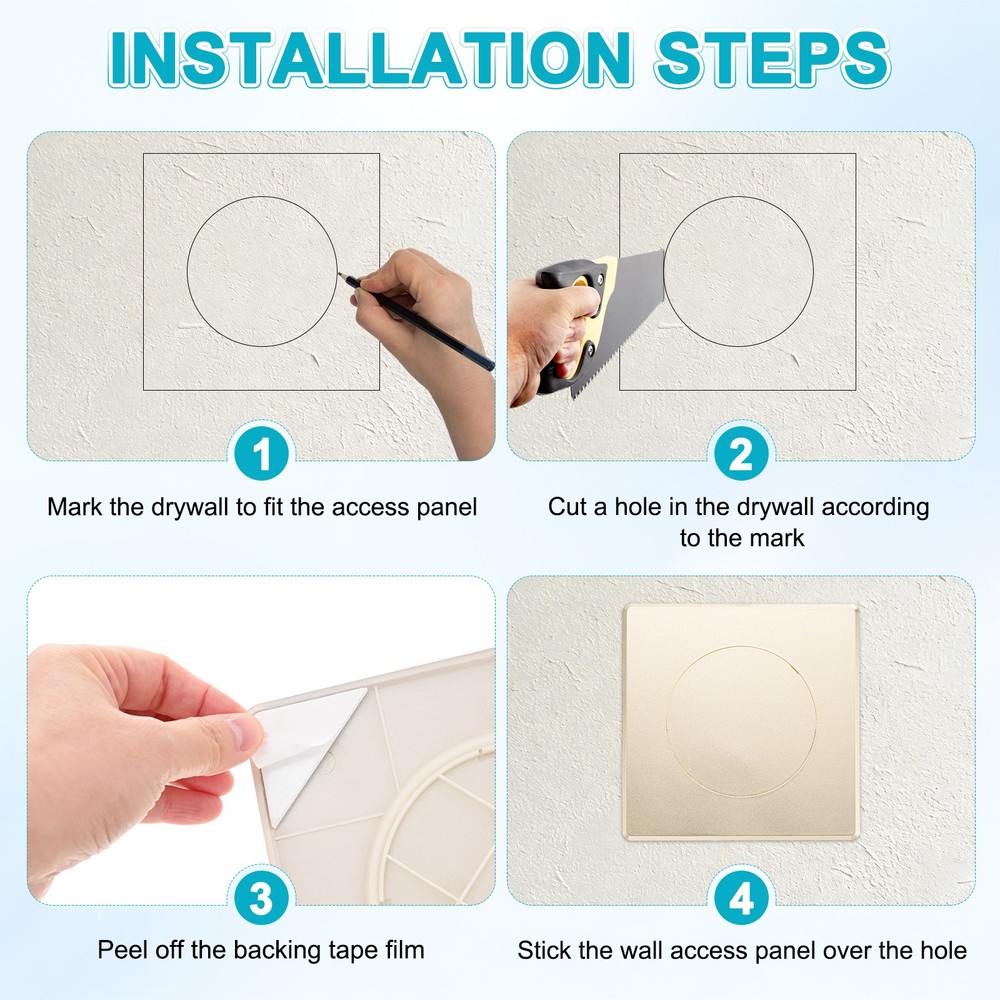 1-Pack Access Panel for Drywall, 4x4" Plastic Removable [Gold Tone, Round]