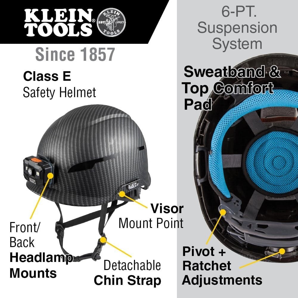 KARBN Pattern Safety Helmet with Rechargeable Lamp - Class E Protection