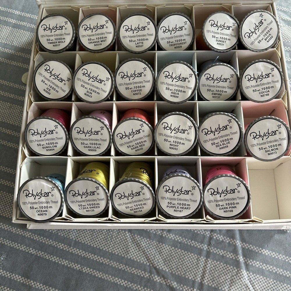 Polystar Machine Embroidery Thread Set Assorted Colors Box 23 Spools