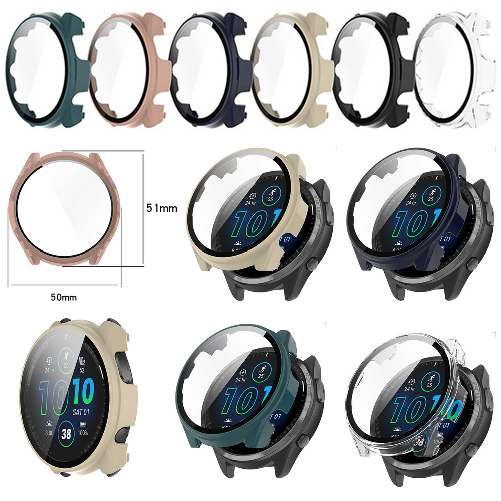For Garmin Forerunner965 Case Cover Tempered Glass Screen Protector Accessories