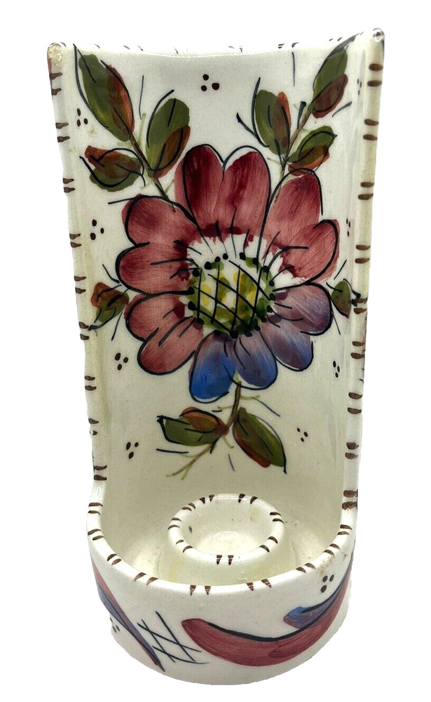 Half Cup/Mug Candle Holder with Handle Flowered Design