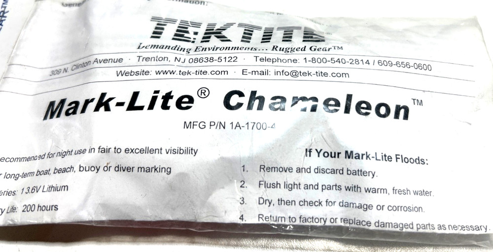 Tektite Mark Lite Dive Light Orange/Clear Lightstick Chameleon