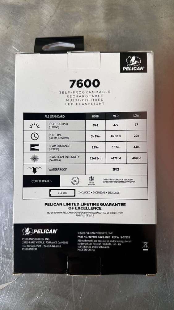 Pelican 7600 Tri-Colour LED Handheld Torch