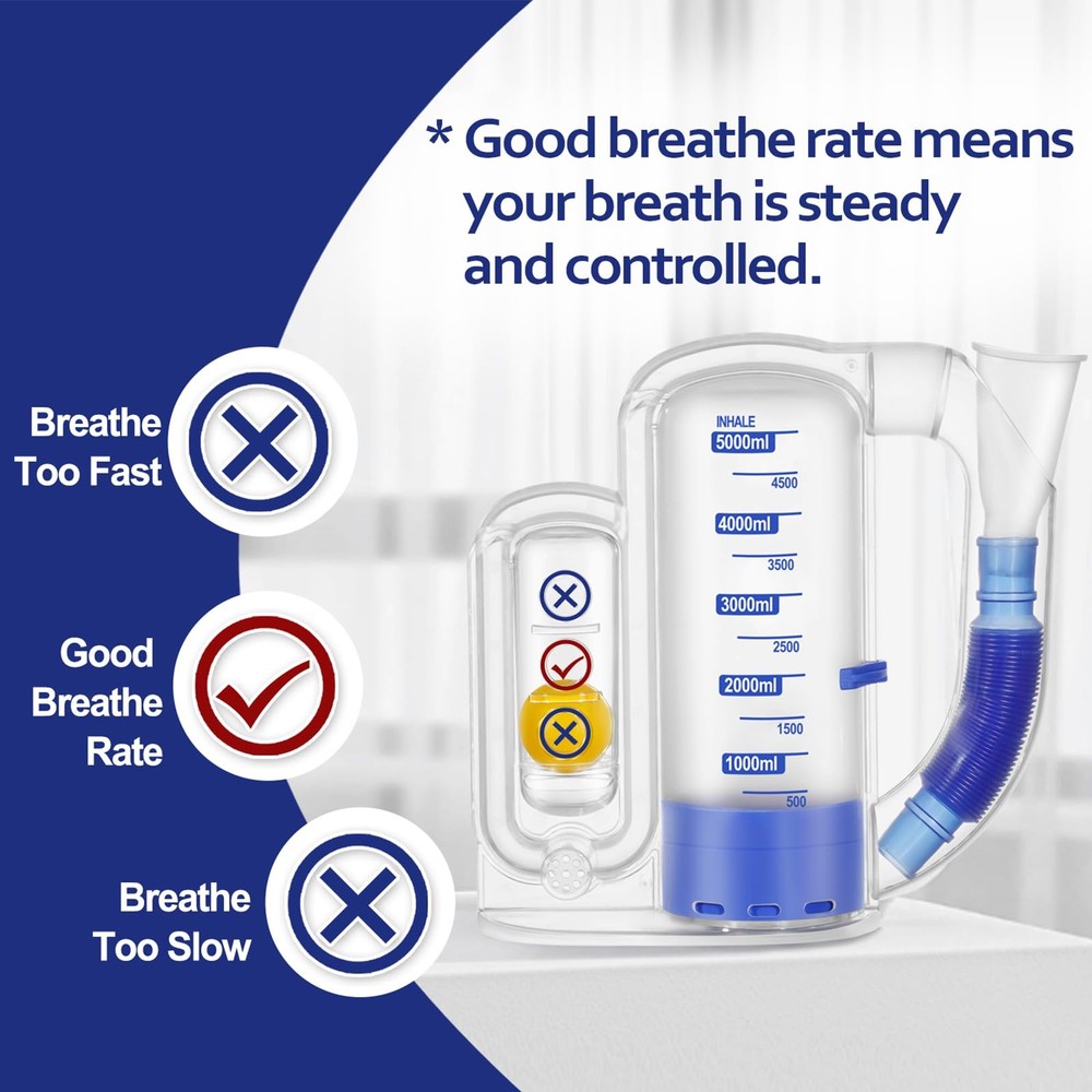Breathing Exercise Device for Lungs, Trainer 5000ml, Transparent