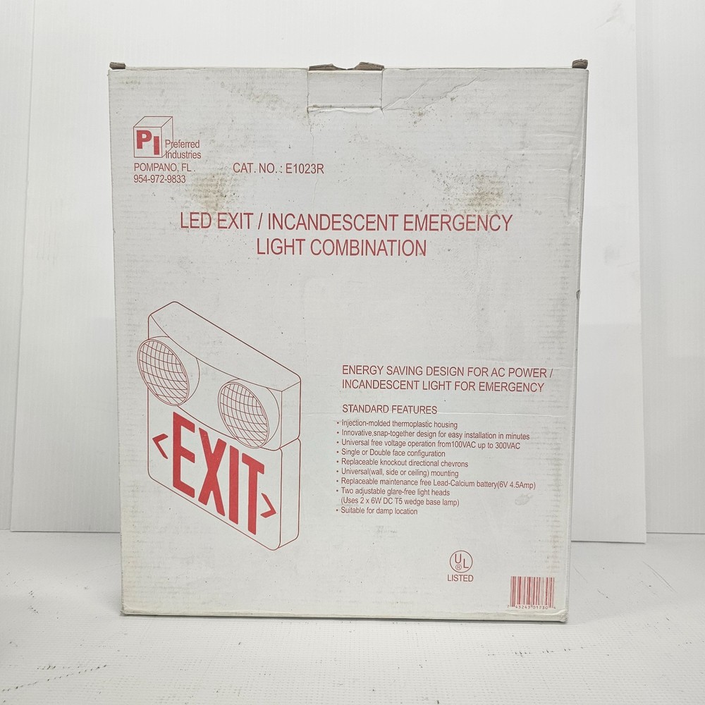 NOS PI LED Exit / Incandescent Emergency Light Combination E1023R
