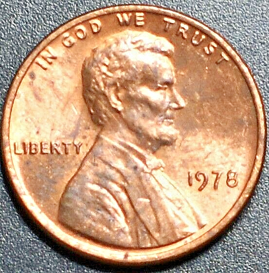 1978 ERROR PENNY DIE BREAK VERY SMALL CUD UNDER STEPS 216