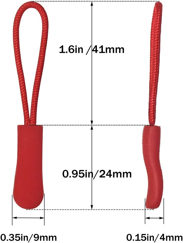 20PCS Red Bright Zipper Puller Helper Nylon Zipper Pulls Tab Extension For Bags