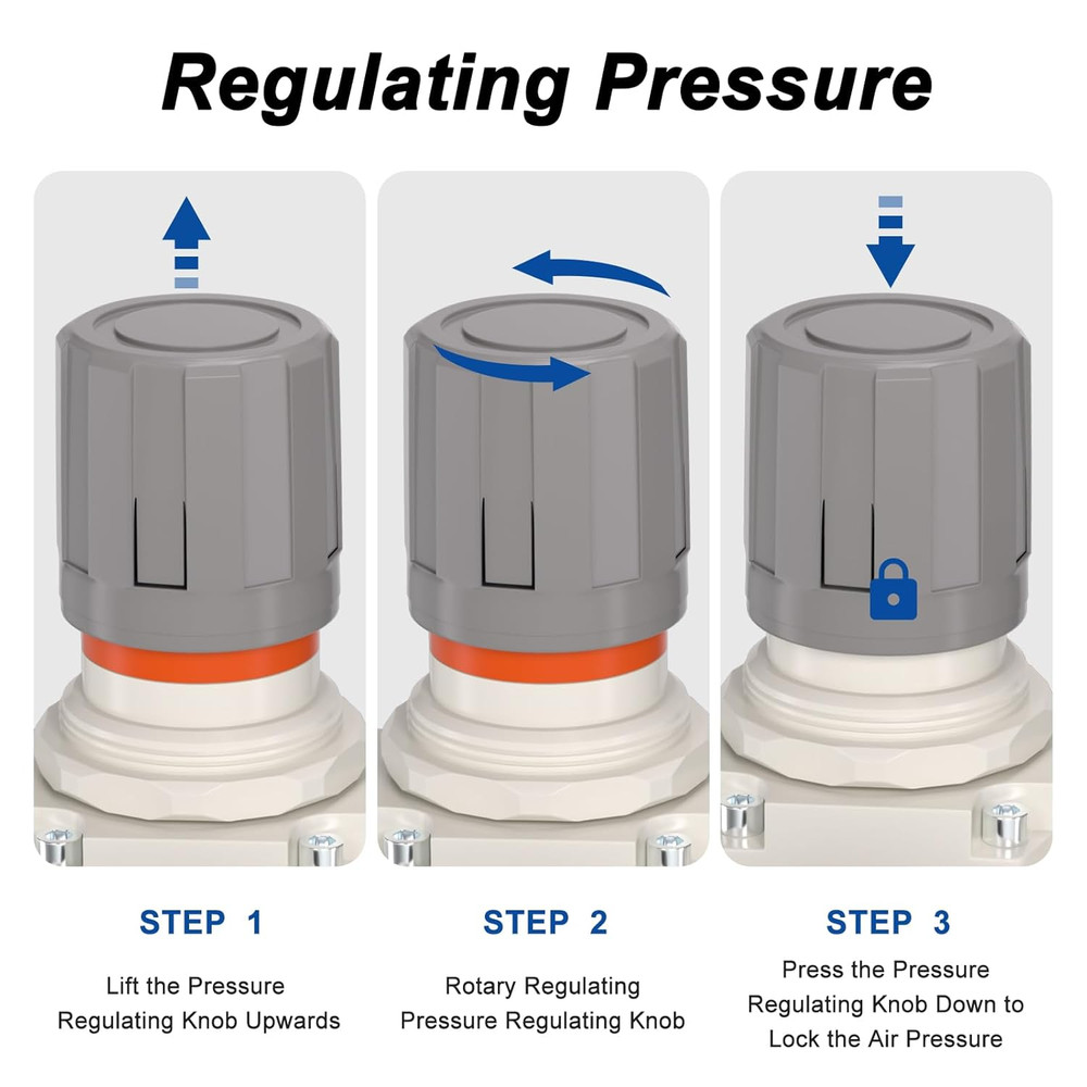 3/4" NPT Compressed Air Filter Regulator Lubricator Combo, Air Compressor Water