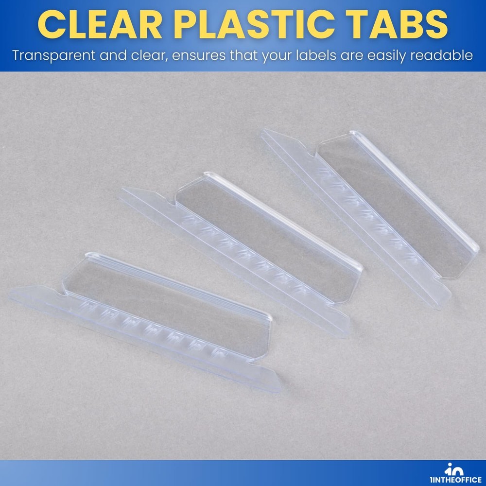 File Folder Tabs 2" x 5/8" Clear Plastic Inserts 50/Pack - Organize Hanging
