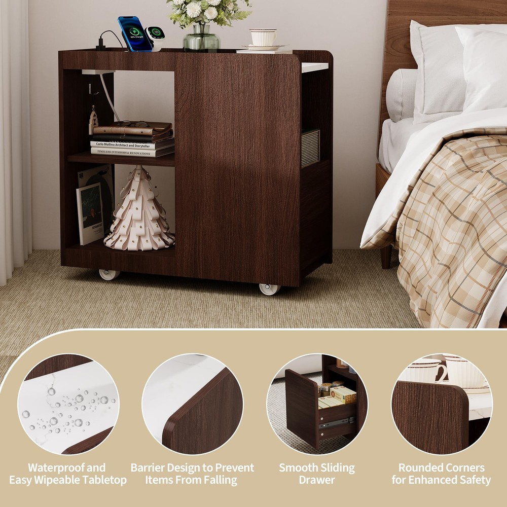 Side Table with Wheels