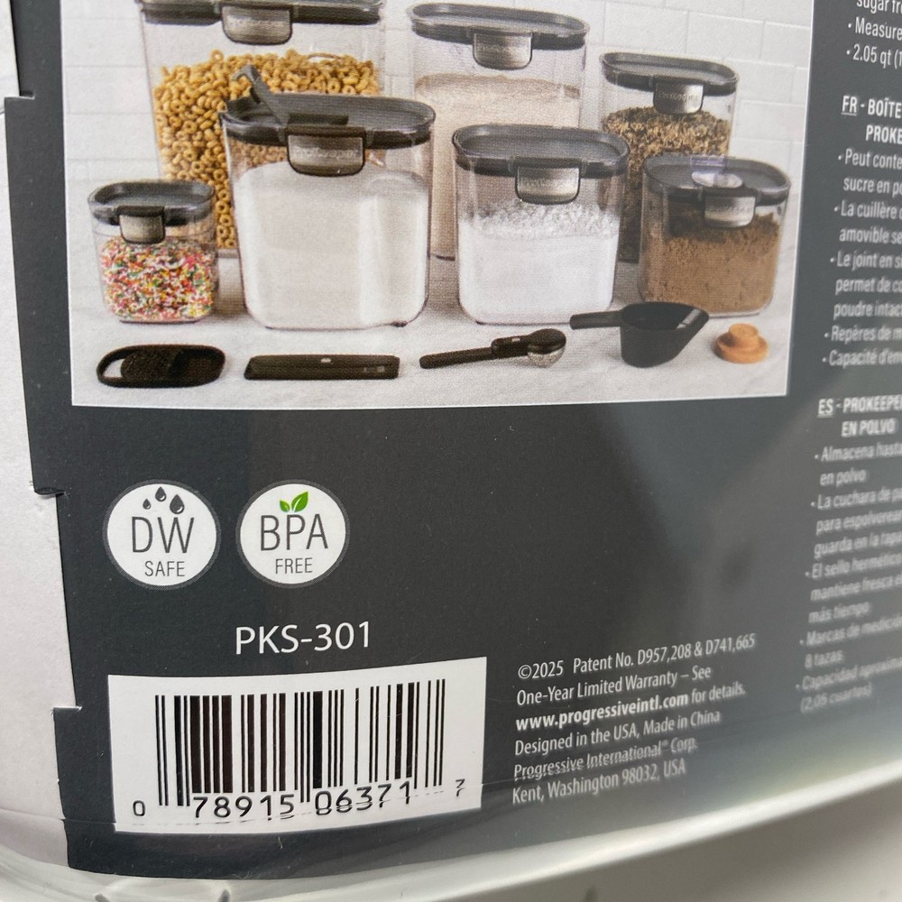 Progressive ProKeeper+ Powdered Sugar Container, Clear/Gray, 2.05 Qt