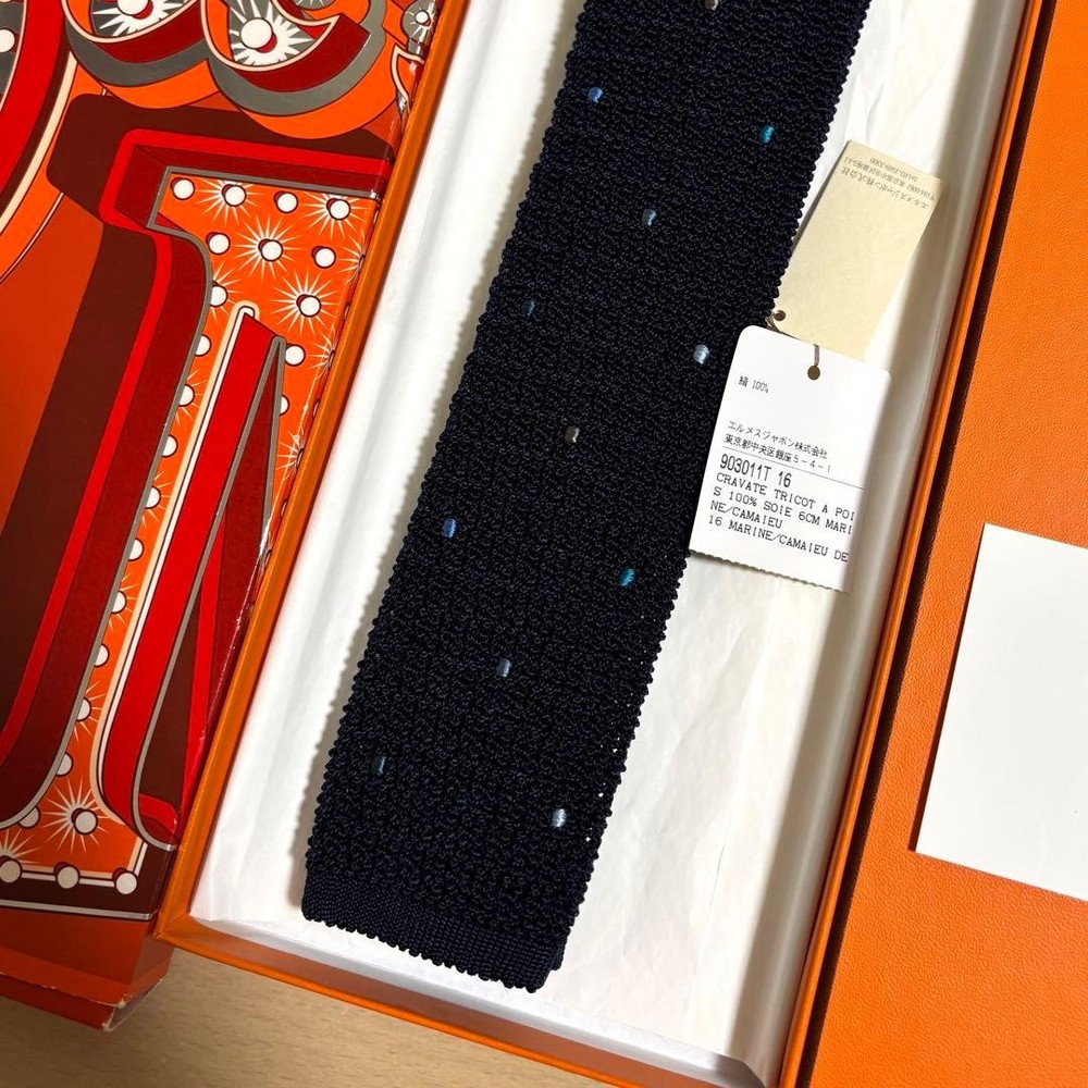Hermes Navy Tie Unused Classic Accessory
