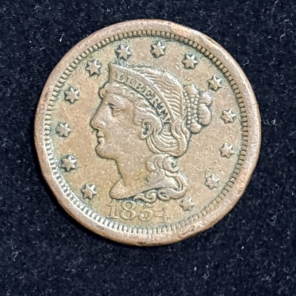 1854 Braided Hair Large Cent
