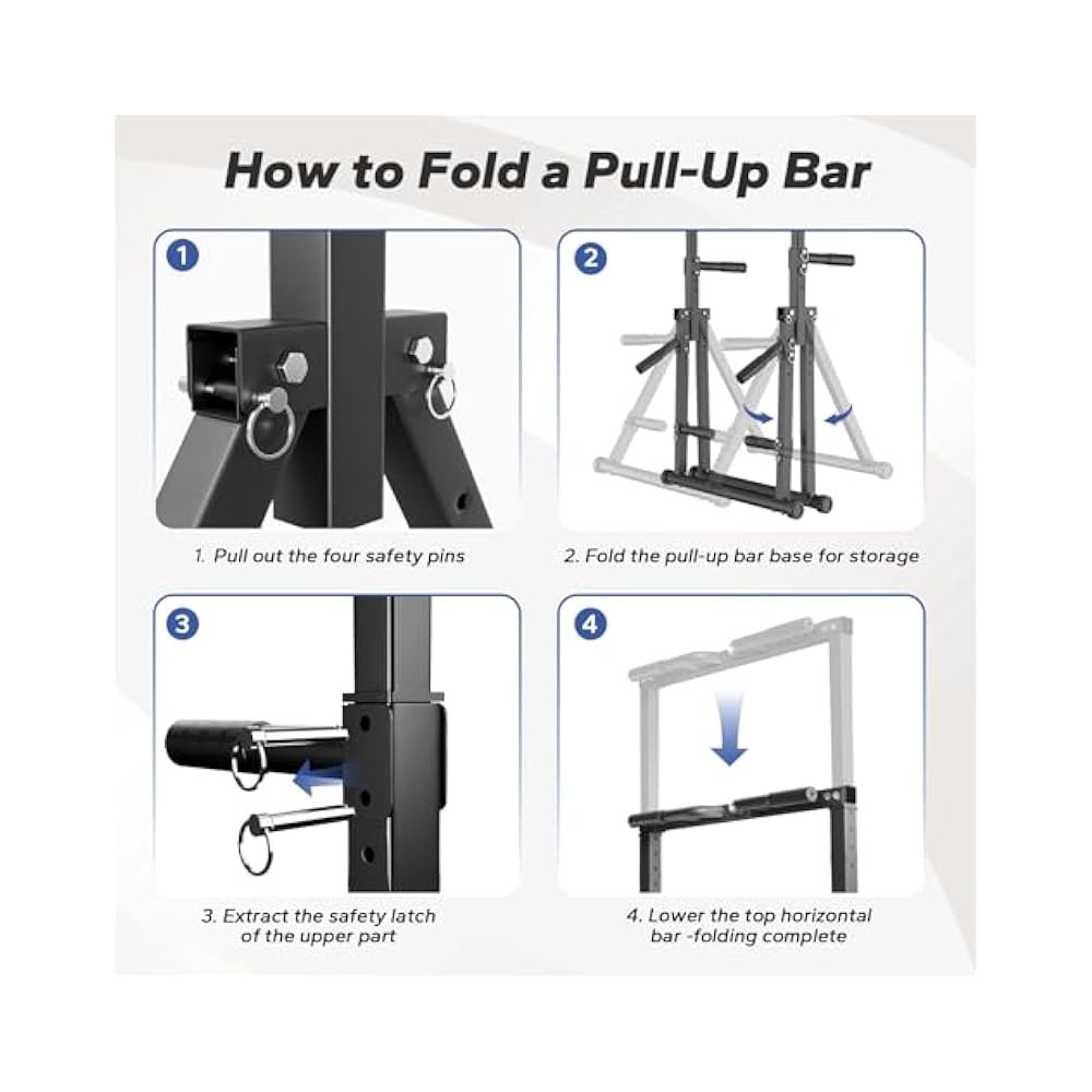 Foldable Pull Up Bar - Adjustable Station, MultiFunction for Pull-Ups, 480 LBS