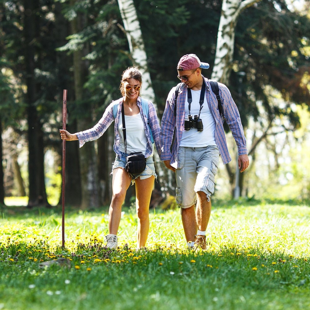 55 in Rustic Wood Walking Stick, Traditional Style Handle,