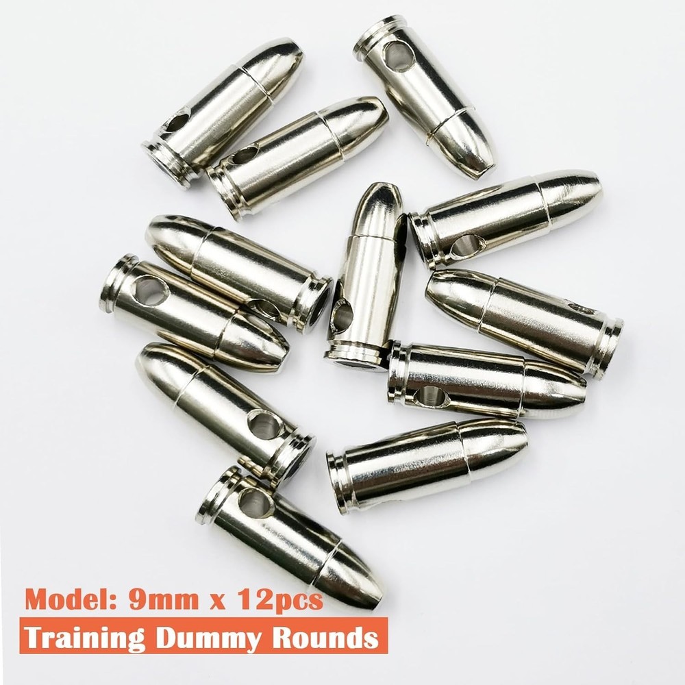 Replaceable Rubber Pad Dummy Rounds - 12pcs Steel Snap Caps for Training