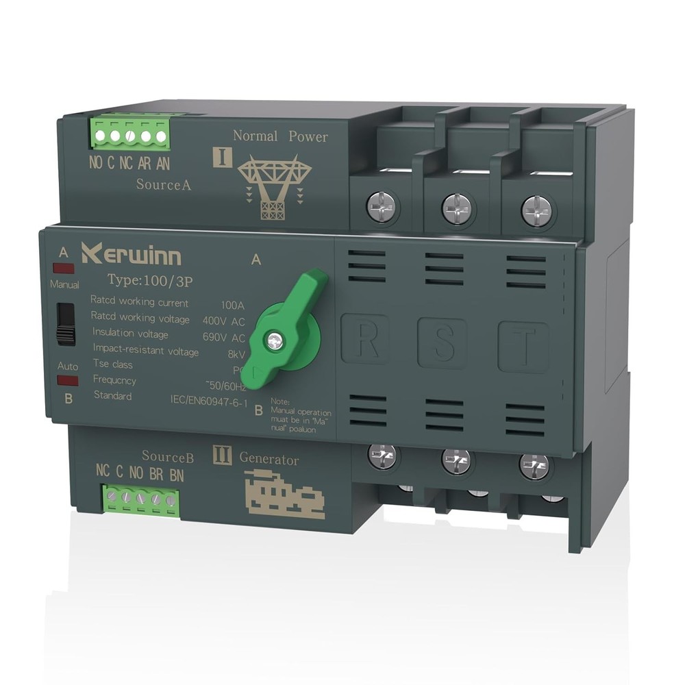 100 Amp Automatic Transfer Switch - 220V Dual Power Selector for Home & Office