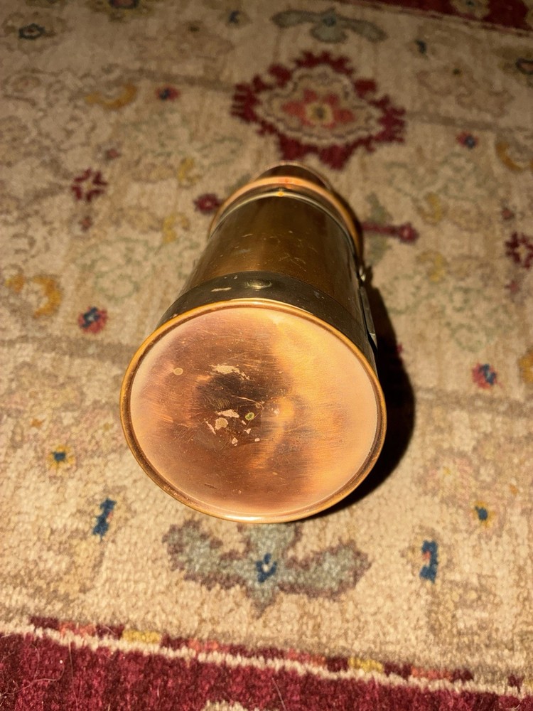 Antique Solid Copper Fireplace Match Holder