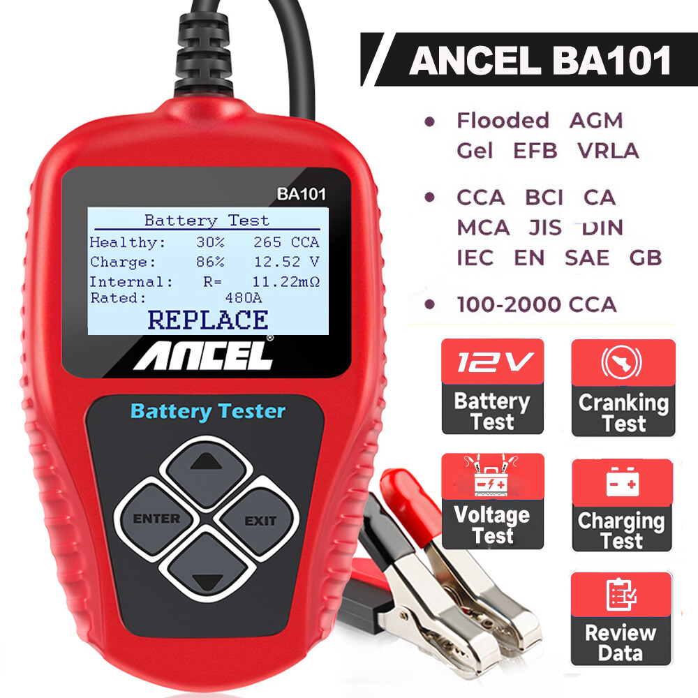 ANCEL BA101 12V Car Battery Load Analyzer 100~2000CCA Charging & Cranking Tester