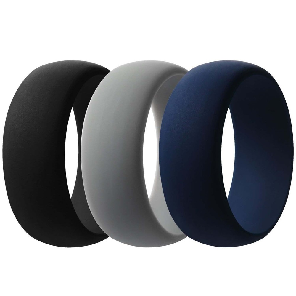 Silicone Wedding Ring Durable Comfortable Flexible Black Navy Blue Grey NEW