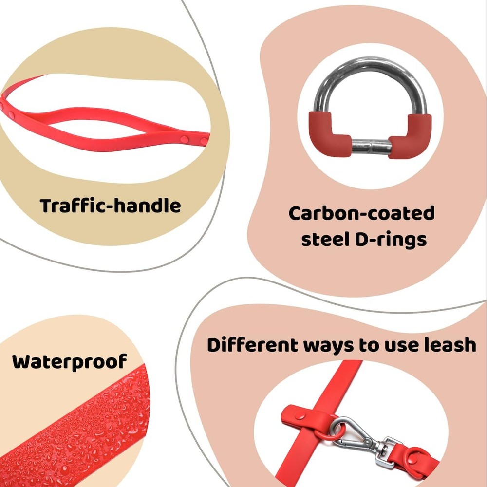 Leash 7.7 ft.| 2 Handle - Traffic Handle | Waterproof | Multifunctional Leash...