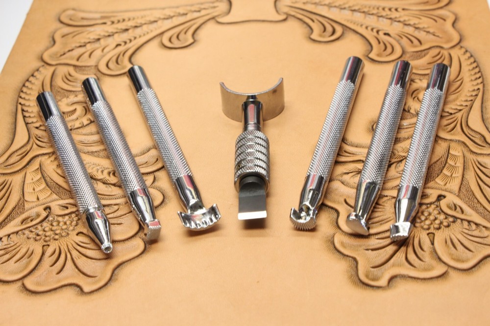 Basic Leather Tooling Stamp Set w/ Swivel Knife - Leathercraft Tool Crafting