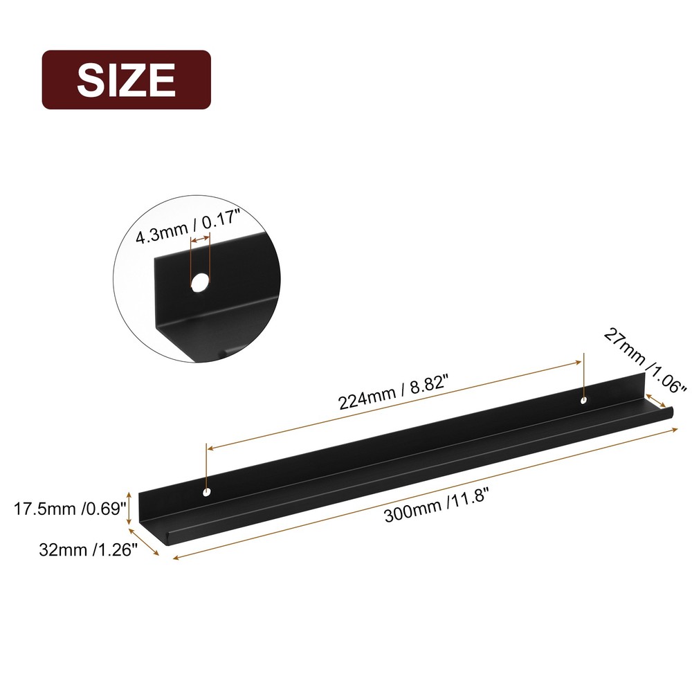 Cabinet Edge Finger Pull, 6pcs 300mm/11.81 Hidden Cabinet Pulls, Black