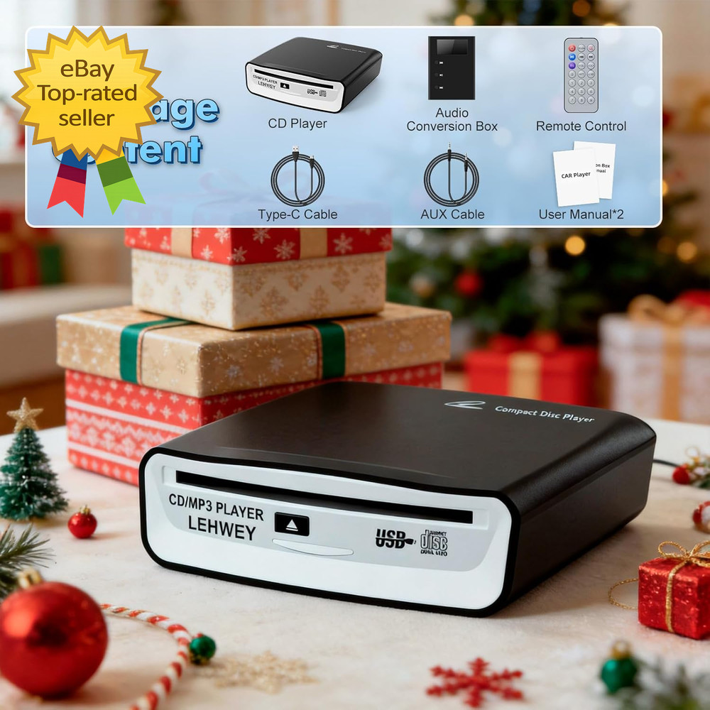 USB CD Player for Car External Car Cd Players with AUX & FM Transmitter