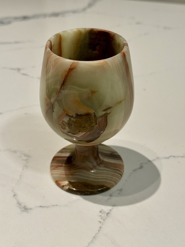 hand blown glass goblets green