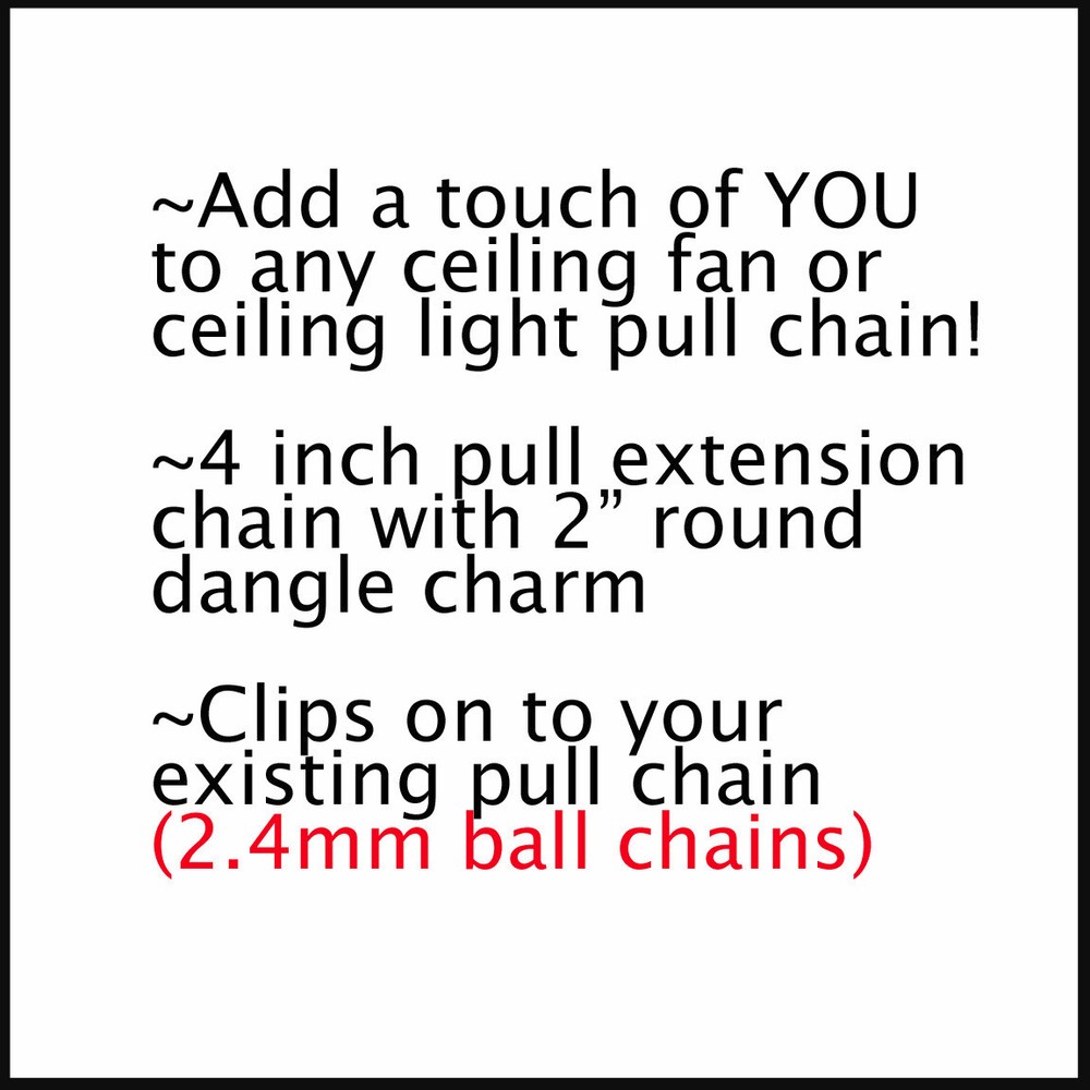Set 2-Personalized Memorial Room Ceiling Fan Lighting Pull Extension Chain