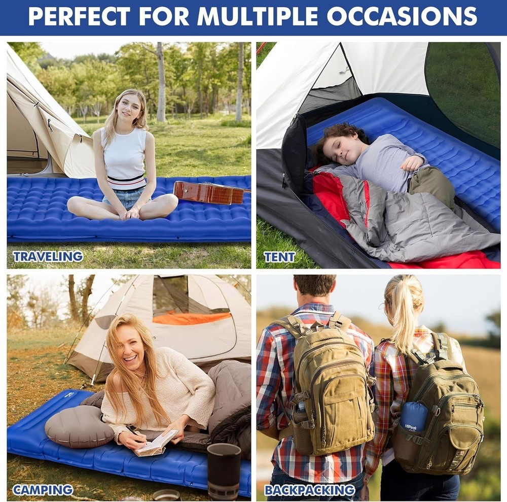 Convenient 4" Extra-Thick Inflatable Sleeping Mat for Camping & Backpacking