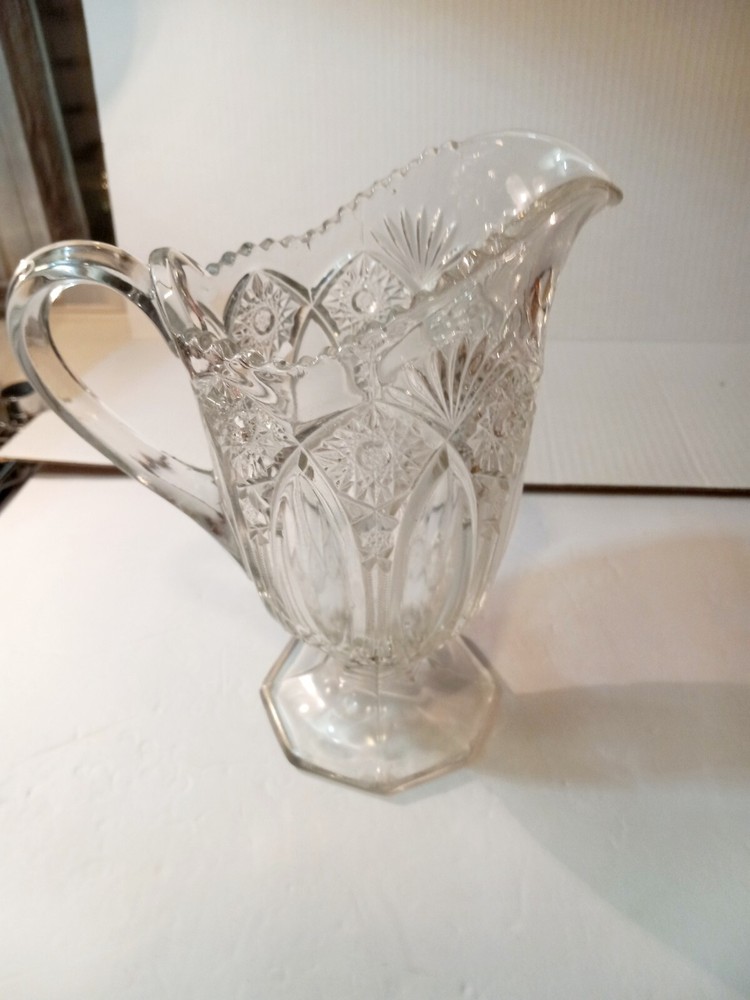 Glass Footed Detailed Pitcher Pre Owned