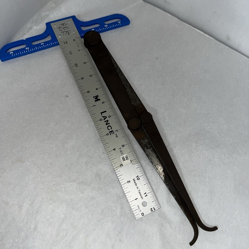 antique Double Folding Caliper Inside Outside Divider Compass Combination 1879