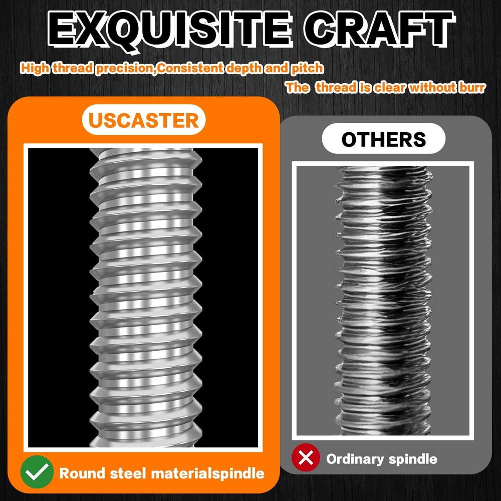 USCaster Screw Jack Scaffold 18" Adjustable Leveling Solid Silver